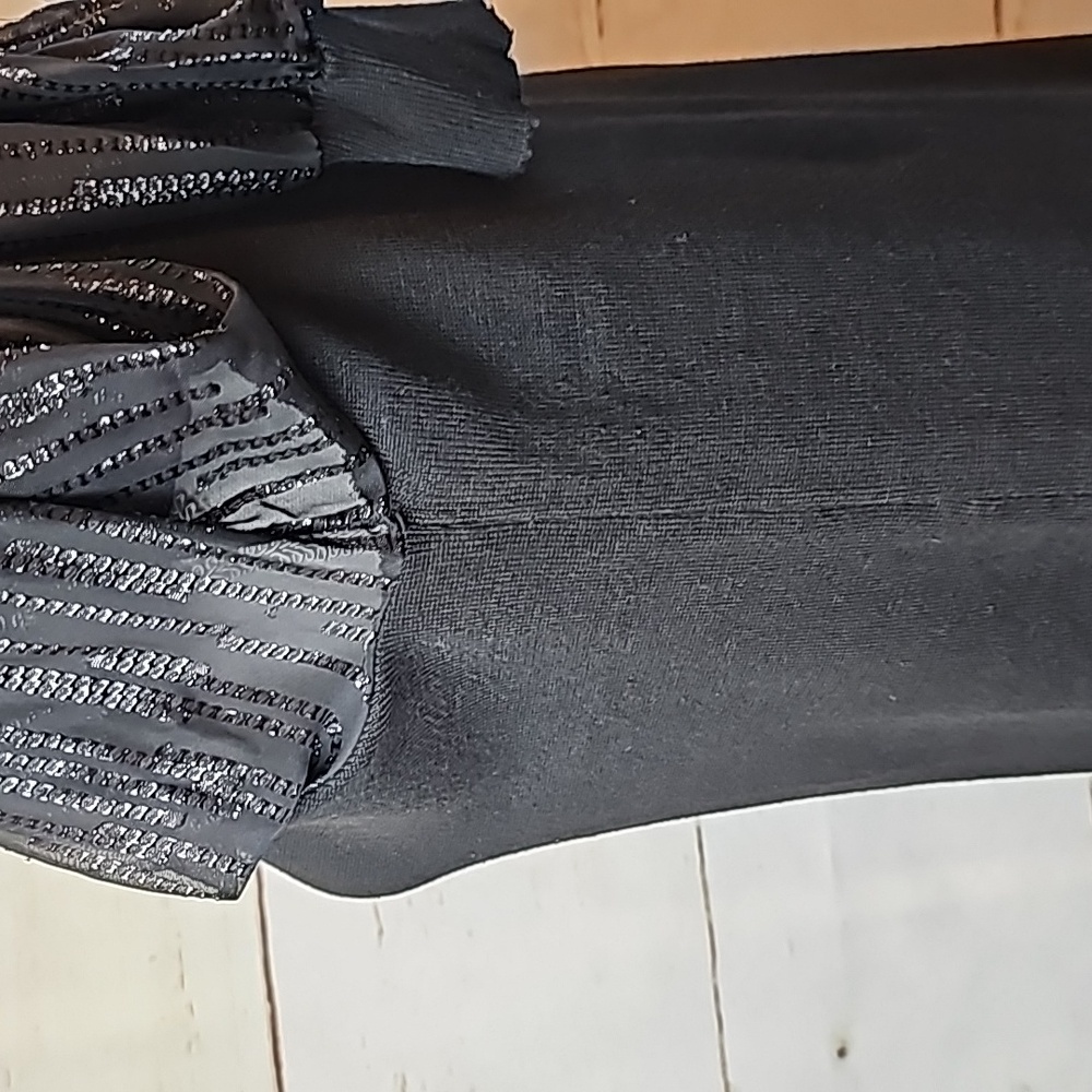 89TH + MADISON BLACK SHEER LONG SLEEVE MOCK TURTLENECK PULLOVER SWEATER - Picture 8 of 12
